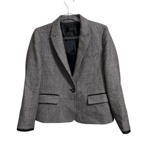 J Crew size 4 black white mini dot wool single button blazer jacket #E4387